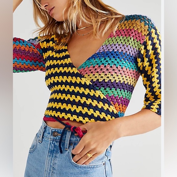 Rose carmine wrap sweater - Picture 2 of 4